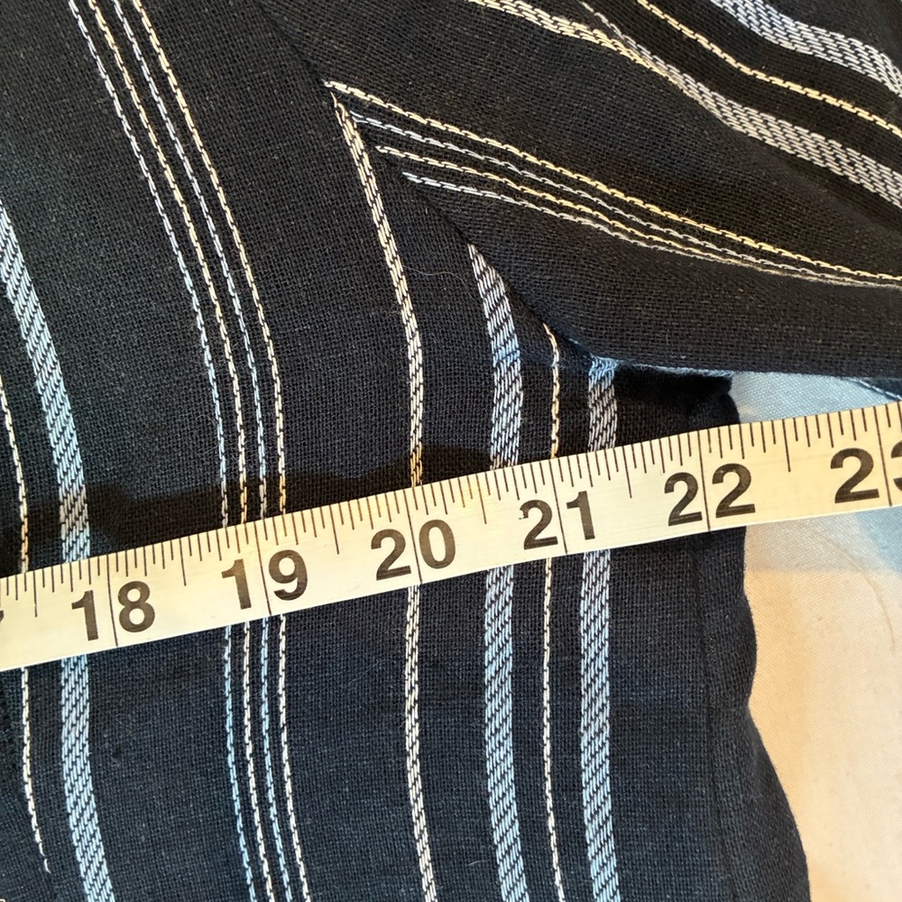 Spring Linen Blazer Women Large Navy/Light Blue/White Striped Blazer Linen Blend - Picture 10 of 12